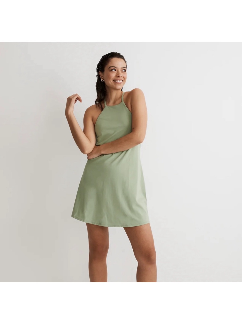 Madewell Light Sage Green Dress - Halter Style